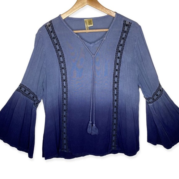 Studio West Apparel Tops - Studio West Apparel Ombre Blue Boho Blouse PM
